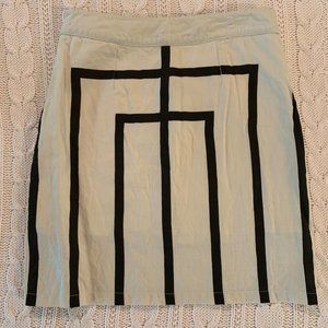 Esley Cream and Black Linen/Cotton Skirt